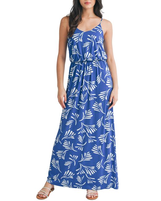 Lush Blue Frond Maxi Dress