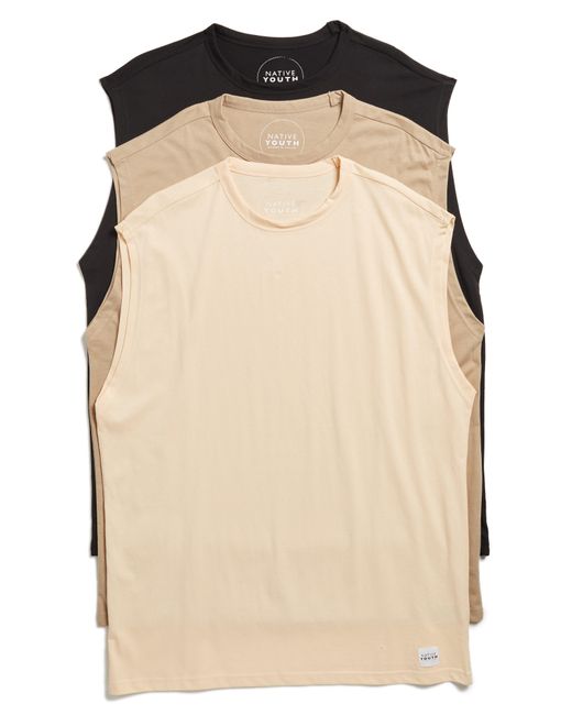 Native Youth Natural Assorted 3-pack Vest Tank Tops for men