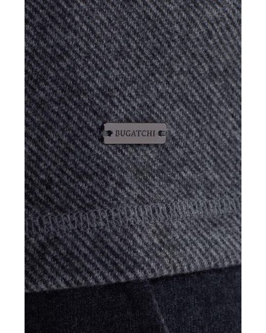 Bugatchi Blue Brushed Cotton Blend Quarter Zip Pullover for men