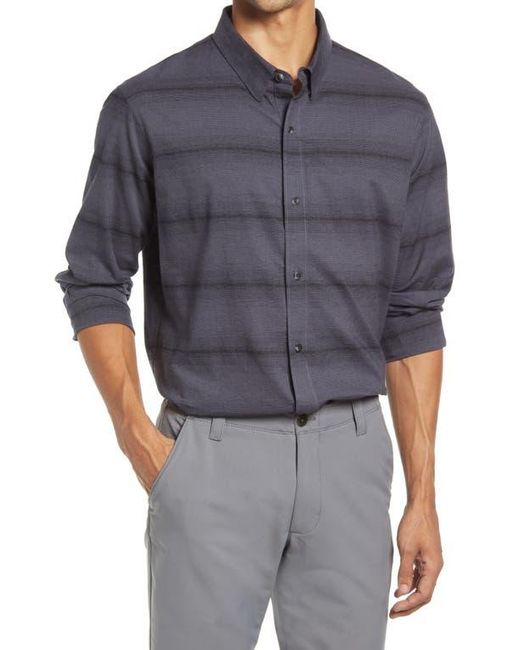 Travis Mathew Gray Zeke Stretch Stripe Button-Up Shirt for men