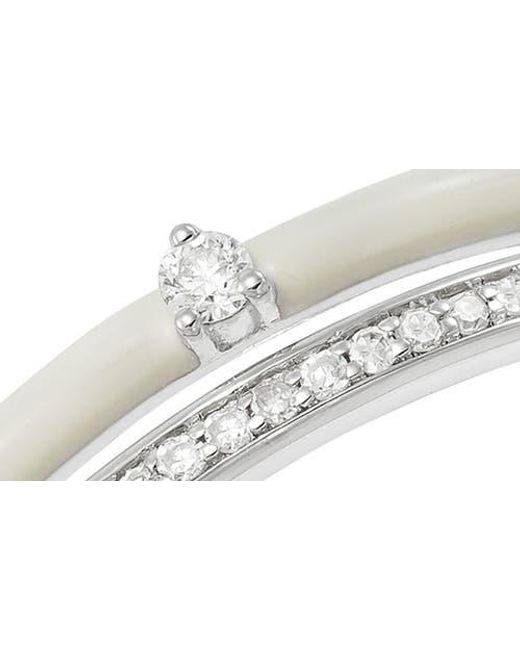 Frankie & Zoe White Diamond & Enamel Stacked Band Ring