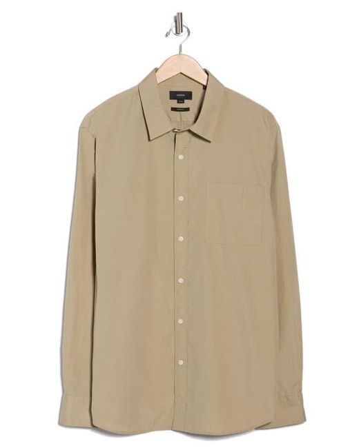 Vince Natural Poplin Long Sleeve Classic Fit Button-Up Shirt for men