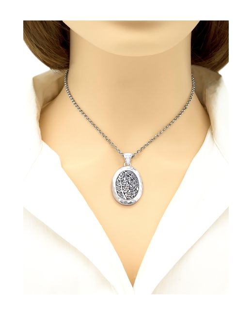 DEVATA White Sterling Silver Filigree Pendant Necklace