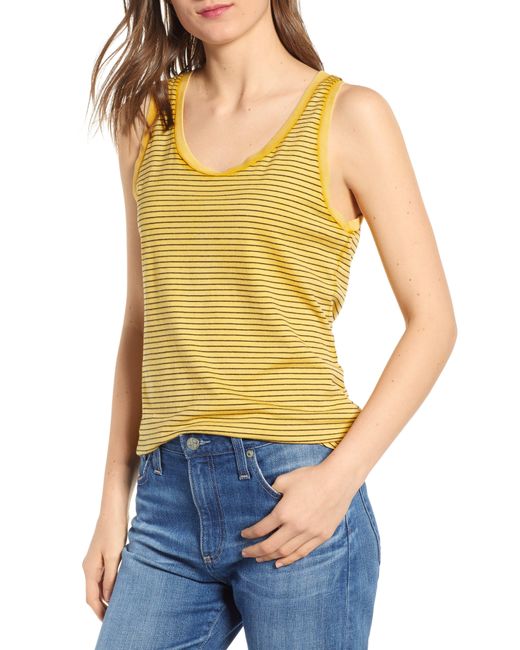 AG Jeans Blue Cambria Stripe Fitted Tank