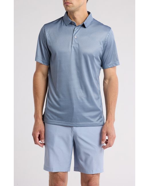 PGA TOUR Blue Short Sleeve Micro Conversational Polo for men