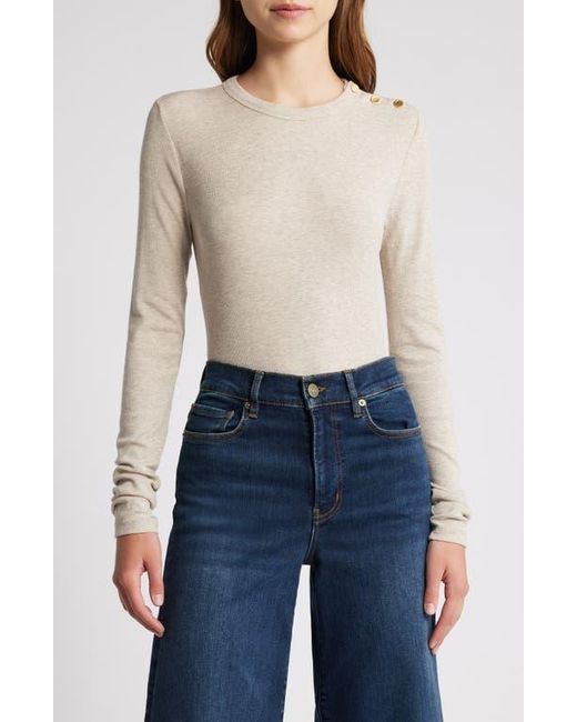 FRAME Blue Long Sleeve Shoulder Button T-Shirt