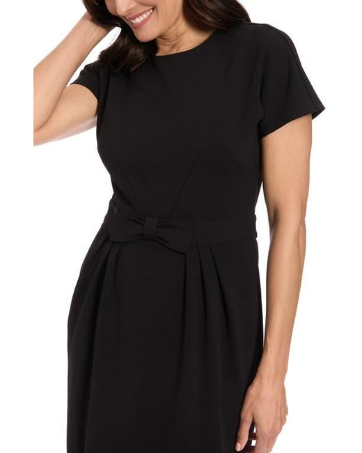 London Times Black Bow Waist Sheath Dress