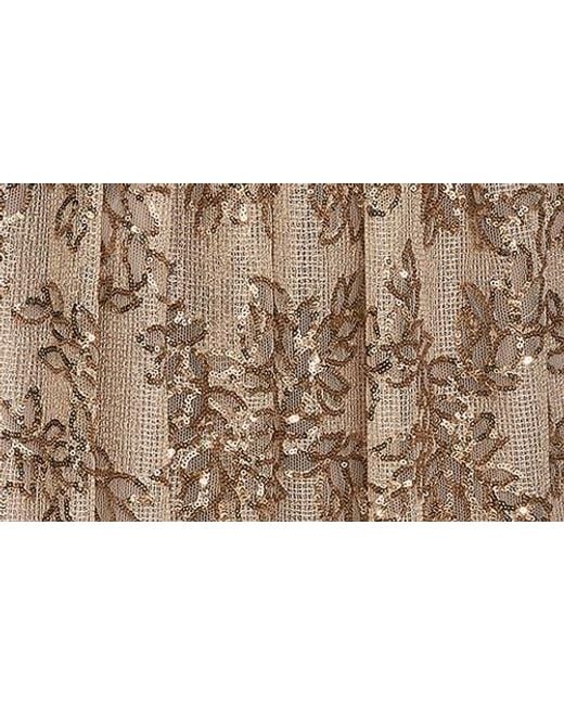 Donna Karan Natural Floral Sequin Sleeveless Gown