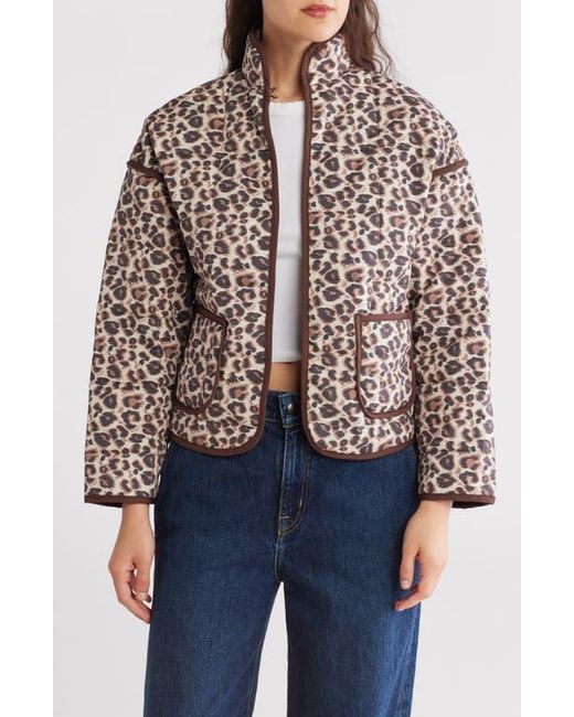 Vigoss Brown Leopard Box Quilted Jacket