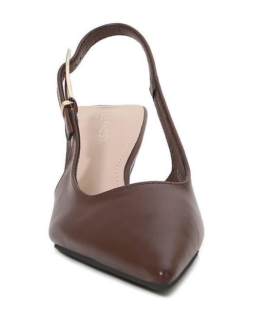BERNESS Brown Cassandra Slingback Kitten Heel Pump