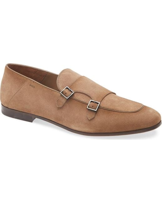 Boss Brown Alvaro Double Monk Loafer for men