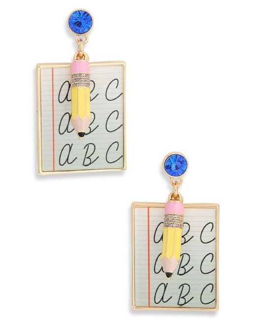 Leith Blue Notebook & Pencil Drop Earrings