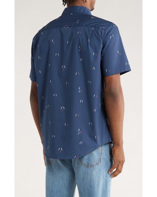 Quiksilver Blue Classic Fit Poleline Short Sleeve Button-Up Shirt for men