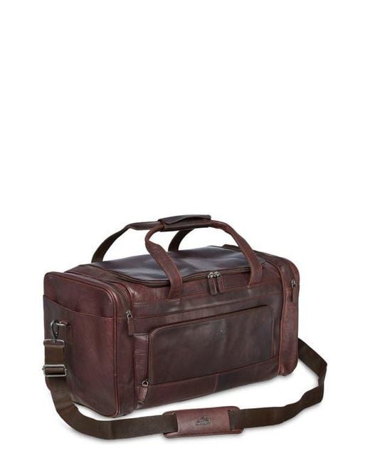 Mancini Brown Carry-On Leather Duffle Bag for men