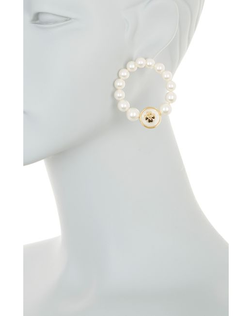 Kate Spade White Pearls On Pearls Hoop Drop Earrings