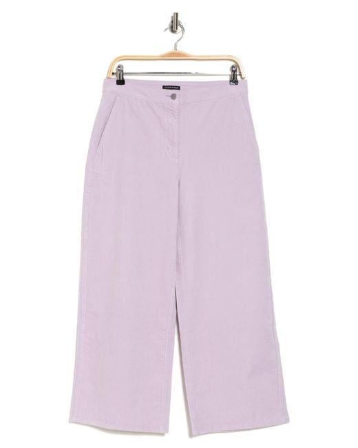Eileen Fisher Purple Organic Cotton Stretch Corduroy Wide Leg Pants