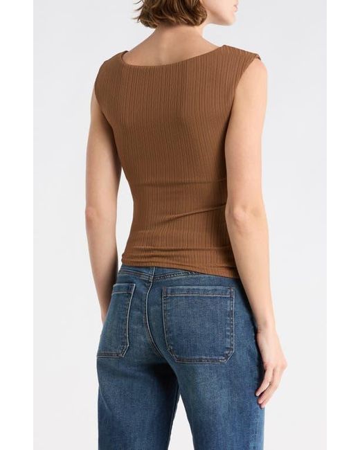 Blu Pepper Ribbed Ruched Top in Brown | Lyst