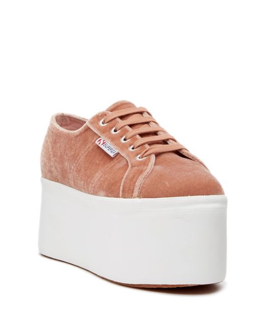 Superga Pink Velvet Ultra-high Platform Sneaker