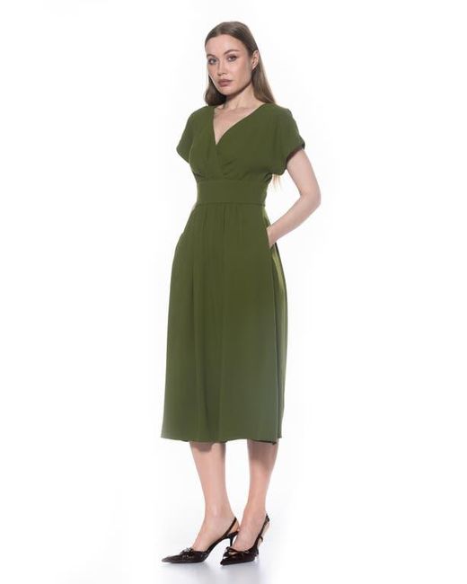Alexia Admor Ava Short Sleeve Fit & Flare Midi Dress in Green | Lyst