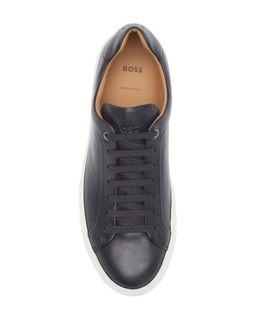 Boss Blue Mirage Lace-Up Leather Sneaker for men