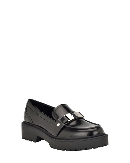 Calvin Klein Suzette Lug Sole Bit Loafer in Black | Lyst