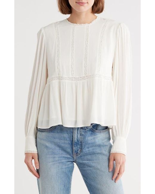 Melrose and Market White Lace Trim Long Sleeve Peplum Top