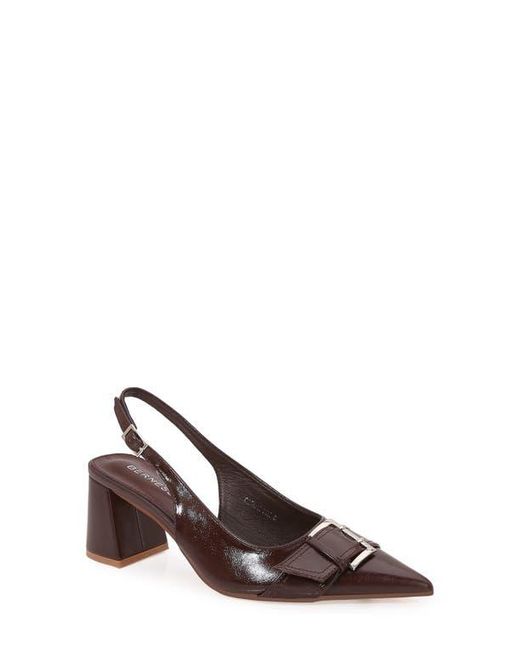 BERNESS Brown Block Heel Slingback Pump