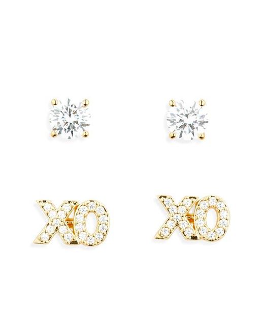 Nadri White Heart Breaker Pavé Stud Earrings Set