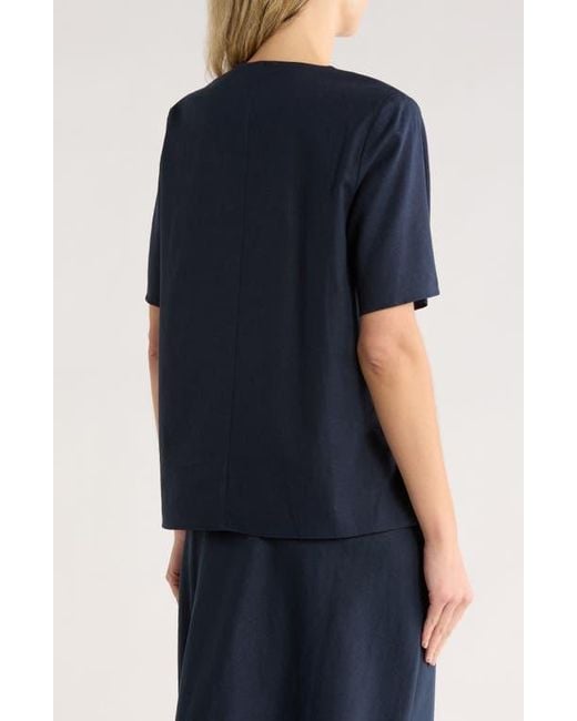 Vince Blue Easy Split Neck Top