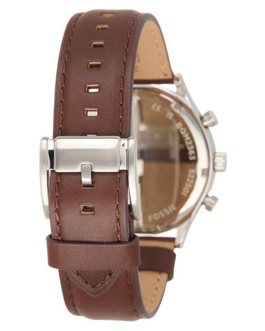 Fossil Natural Fenmore Multifunction Leather Strap Watch, 44Mm for men