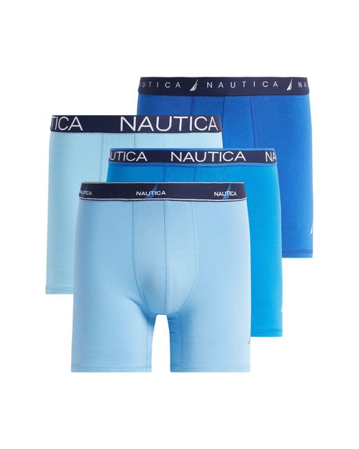 Nautica Blue 4-pack Assortesd Stretch Cotton Boxer Breifs for men