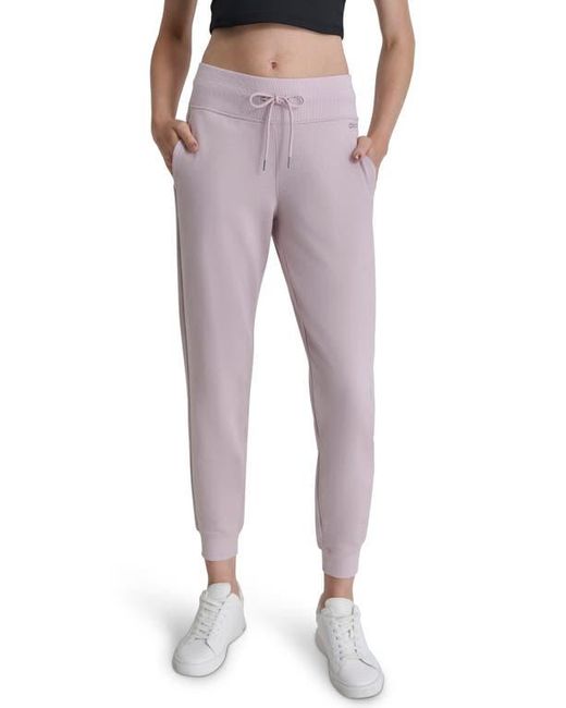 DKNY Purple Rhinestone Logo Cuffed Fleece Joggers