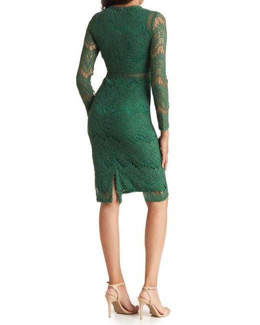 Love By Design Green Lace Long Sleeve Midi Dress