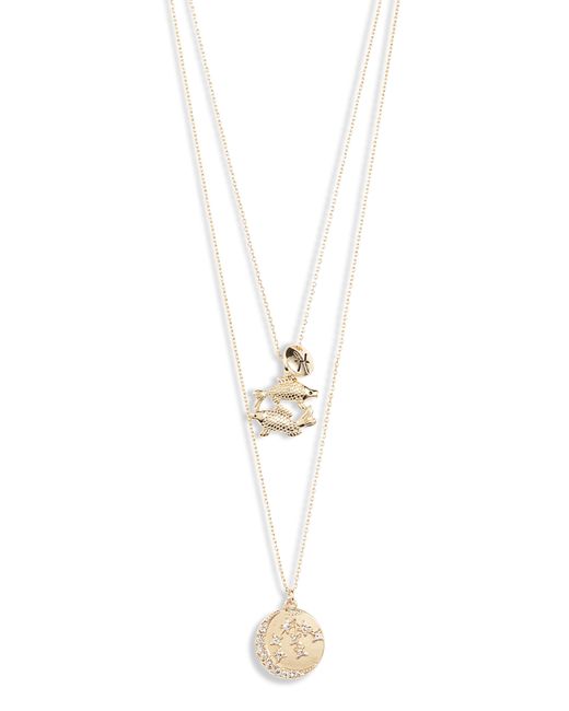 THE KNOTTY ONES White Pisces Astrological Charm Layered Necklace