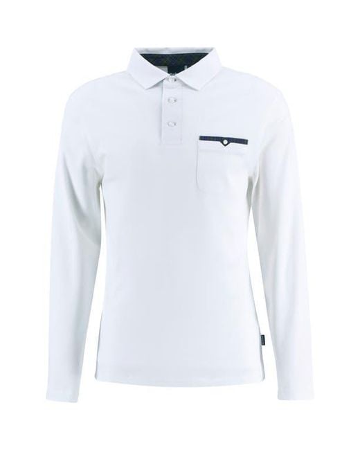 Barbour White Corpatch Long Sleeve Polo for men