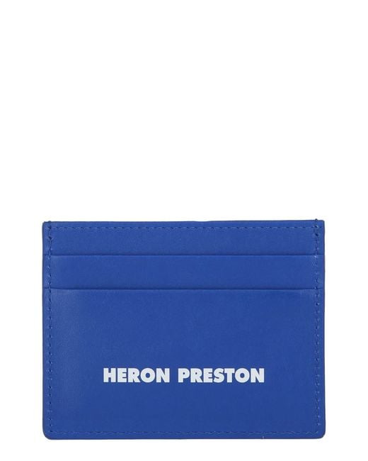 Heron Preston Blue Leather Tape Card Holder for men