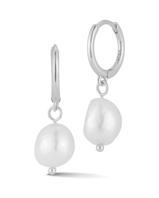 Glaze Jewelry White Pearl Huggie Hoop Earrings