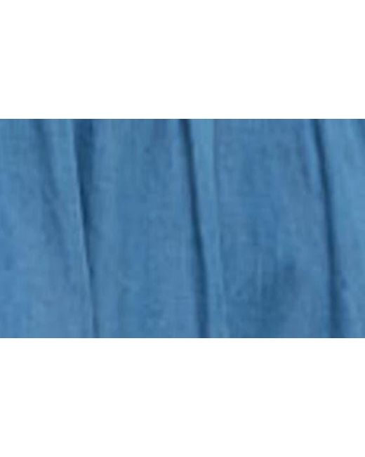 Blu Pepper Blue Tie Strap Smocked Chambray Sundress