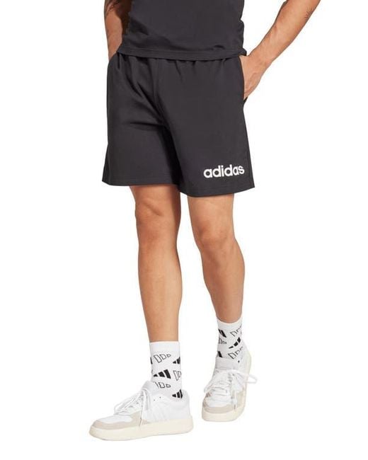 Adidas Black Essentials Linear Single Jersey Shorts for men