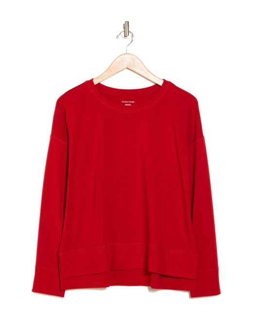 Eileen Fisher Red Long Sleeve Organic Cotton T-shirt