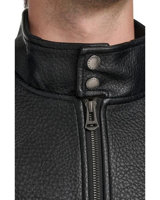 Cole Haan Black Faux Leather Bomber Jacket for men