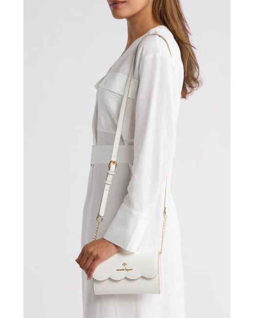 Nanette Lepore White Ruthie Scallop Flap Wallet On A Chain