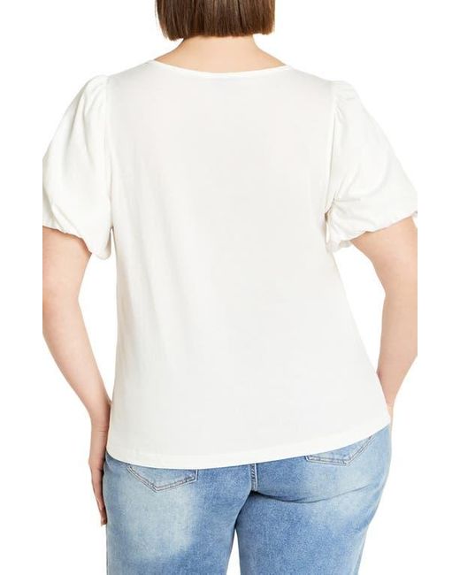City Chic White Leona Puff Sleeve Top