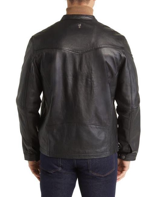 Frye Black Café Racer Leather Jacket for men