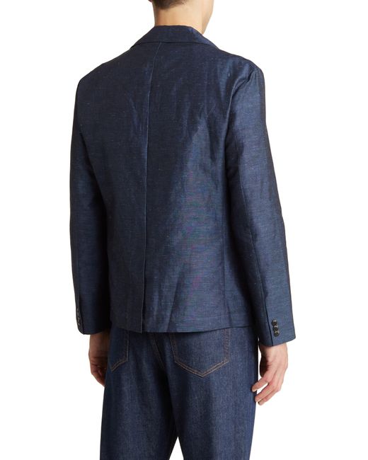 Corridor NYC Blue Cotton Linen Blend Two Button Sport Coat for men