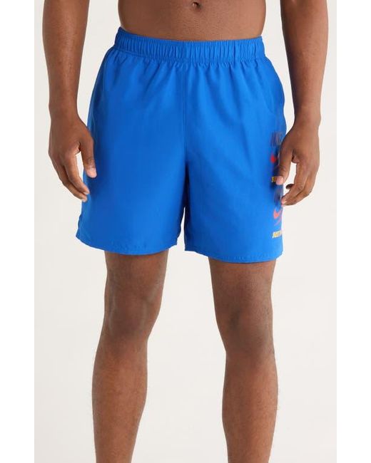 Nike Blue 7-Inch Volley Swim Trunks for men