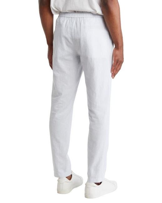 14th & Union Gray Elastic Waist Linen Blend Trim Fit Pants for men