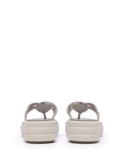 Clarks White Drift Gem Wedge Flip Flop