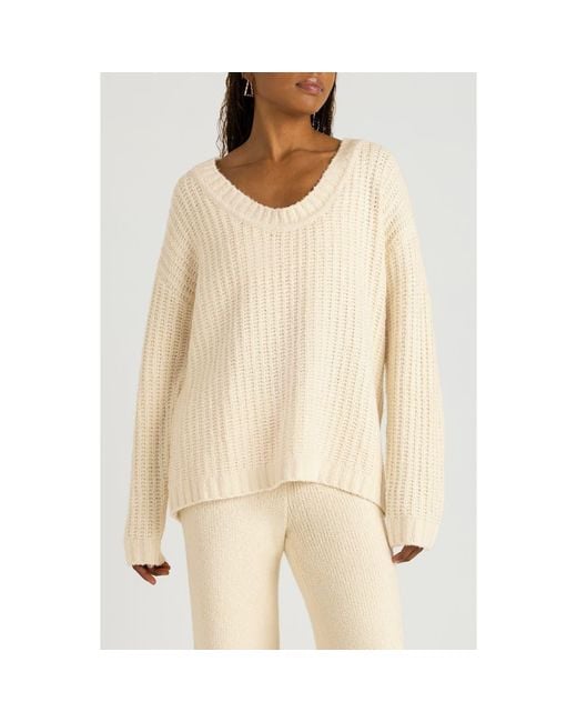 Florence By Mills Natural Open Stitch V-Neck Pullover
