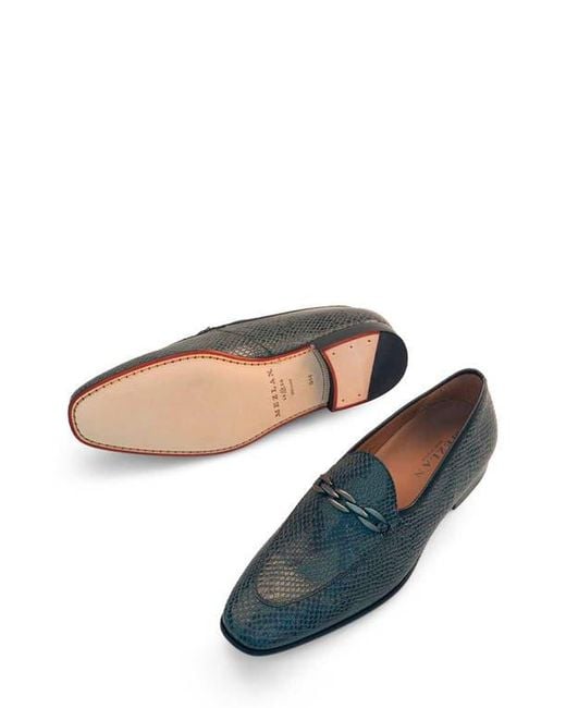 Mezlan Black Bit Ornament Python Embossed Leather Loafer for men
